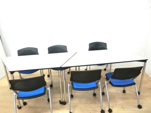 会議テーブル+カートチェア 6脚セット/0ST082KT