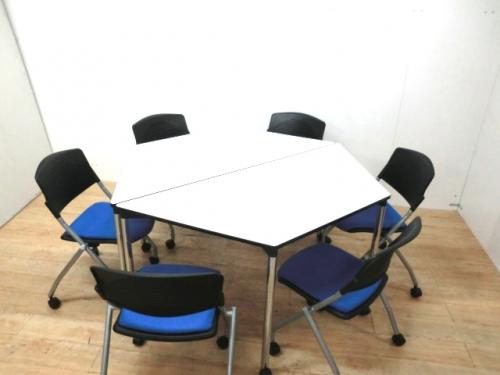 会議テーブル+カートチェア 6脚セット/0ST082KT