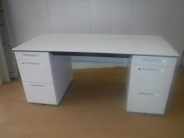 両袖デスク(コクヨ)ホワイト/iSシリーズ/0006804-1