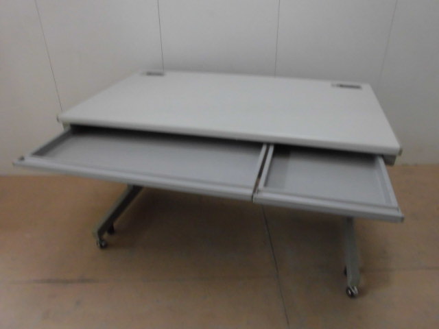 平デスク(ウチダ)ニューグレー/幅1200/キャスター脚/0009319-1