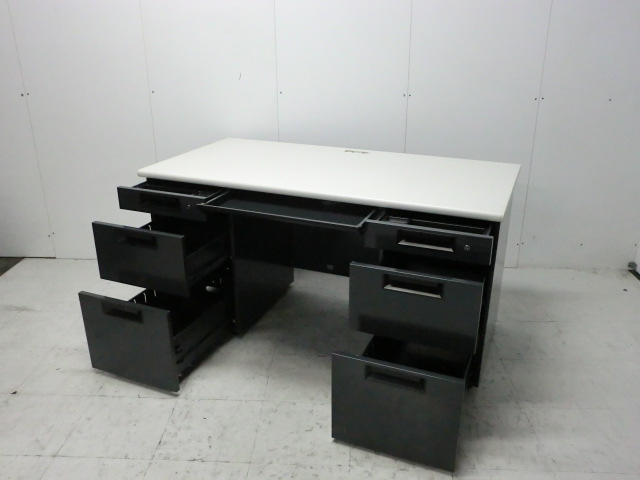 両袖デスク ( プラス ) ブラック / フラットライン/0010086-1