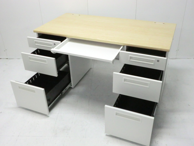 両袖デスク 幅1400 / 木目調/0010906-1