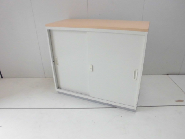 引違いキャビネット (プラス) ホワイト/天板木目// 0012410-1