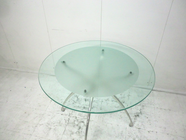 ガラス丸テーブル ( アダル ) シルバー / LINK/0-200000012514-4