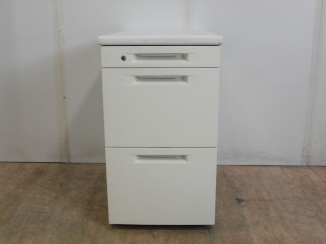 オカムラ/ヴィラージュ/ホワイト/3段脇机/ 0012716-1