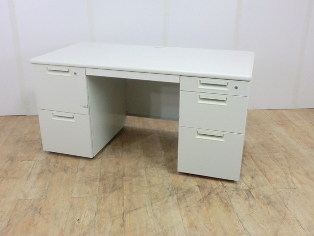 両袖デスク (プラス) ホワイト/幅1400//0012778-1