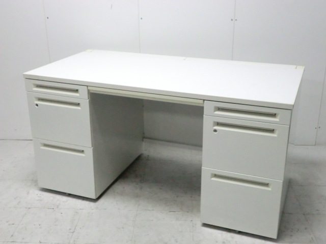 オカムラ/ ホワイト幅1400/両袖デスク/0014125-1