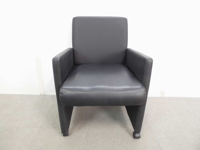アイコ/ブラック/1人用ソファ/【中古】/RE-4058(v11)