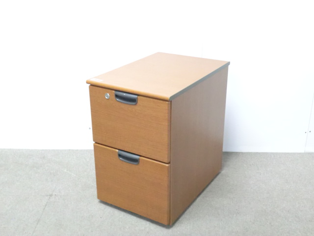 オカムラ / 木目調 / 【中古】 2段ワゴン