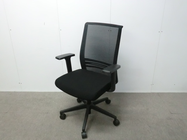 OAチェア肘有 / ブラック / 【中古】/ 0016328-1