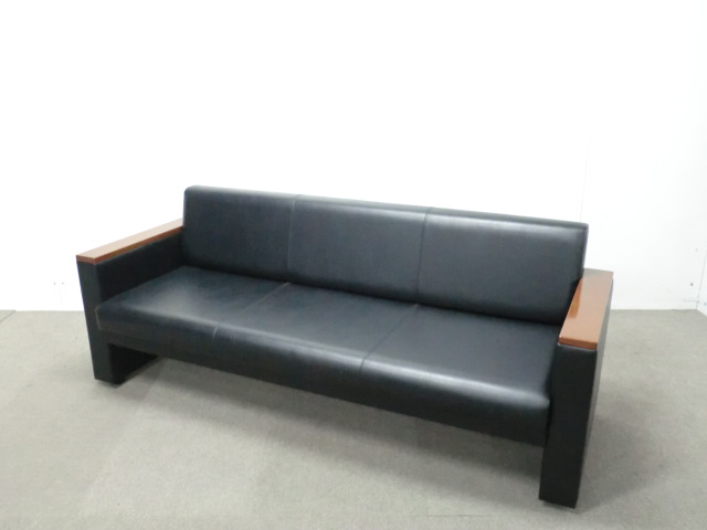 応接3人用ソファ / ブラック / 【中古】