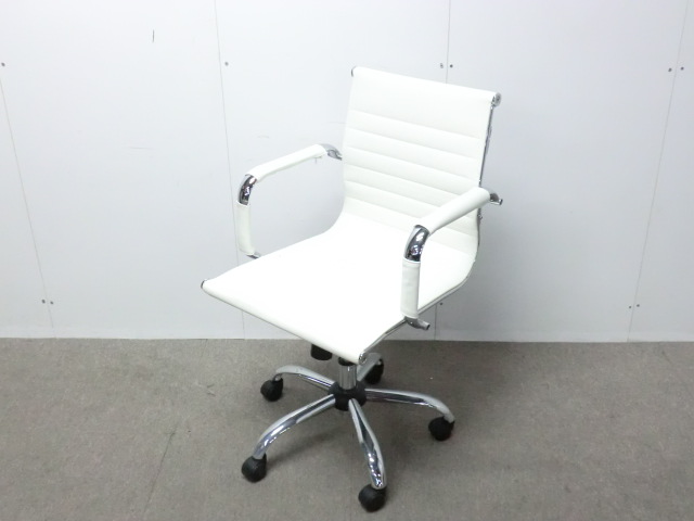 OAチェア肘有 / ホワイト / 【中古】