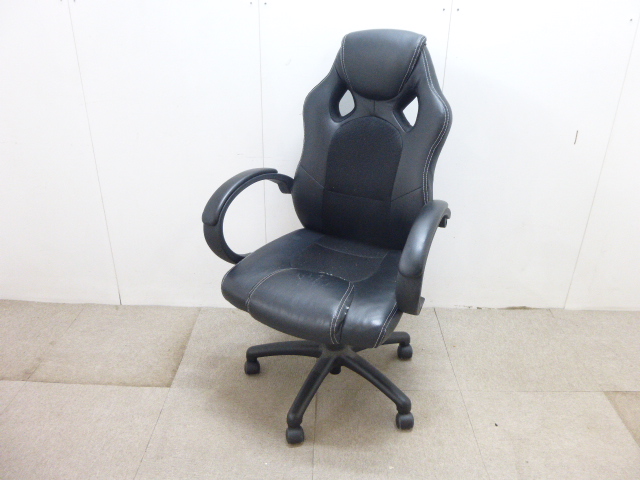 ブラック/OAチェア/肘有/【中古】