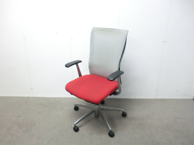 コクヨ/フォスター / レッド / 【中古】 OAチェア肘有