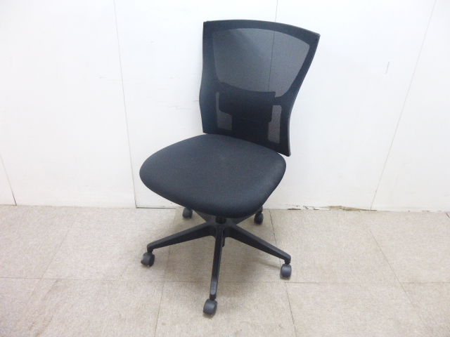 ブラック/OAチェア/肘無/メッシュ/【中古】/
