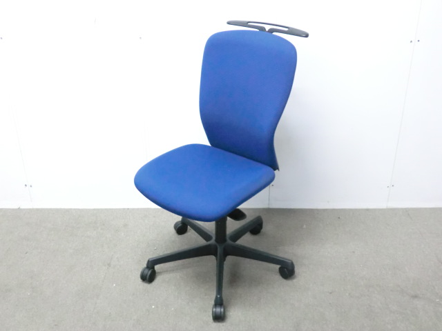 オカムラ/スラート/ダークブルー/ 【中古】 OAチェア肘無