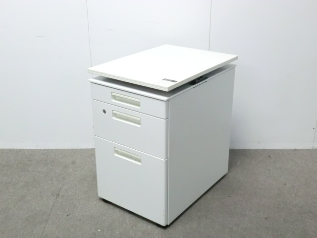 コクヨ / ホワイト / 【中古】 3段ワゴン / 天板昇降