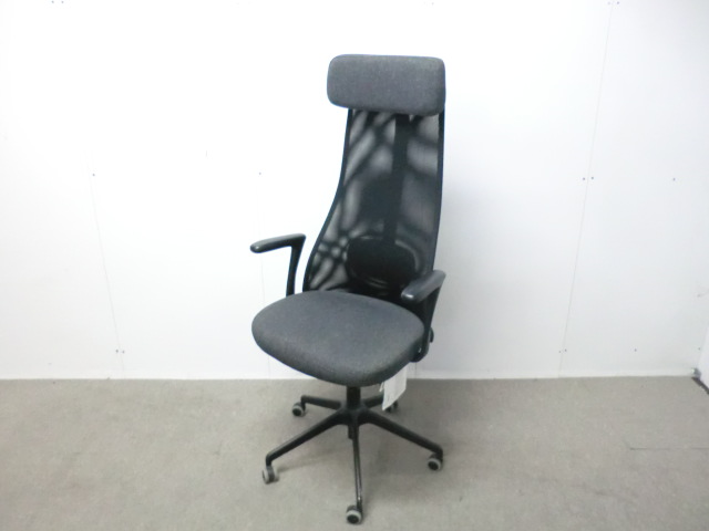 OAチェア / グレー / 【中古】 肘有