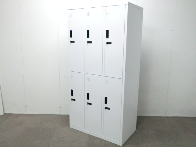 6人用ロッカー / ホワイト / 【中古】 ダイヤル式