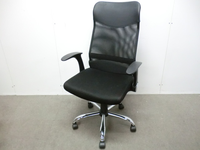 オフィスチェア / 肘無 / ブラック 【中古】